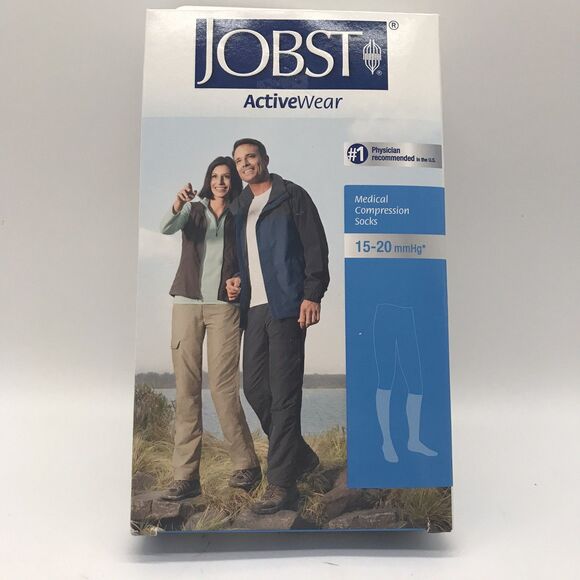 Jobst Medical Activewear Knee High Compression Socks 15-20 mmHg Small Cool White - Picture 1 of 8